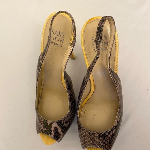 SAKS FIFTH AVENUE Platform Snakeskin Print Heels - Picture 7 of 11